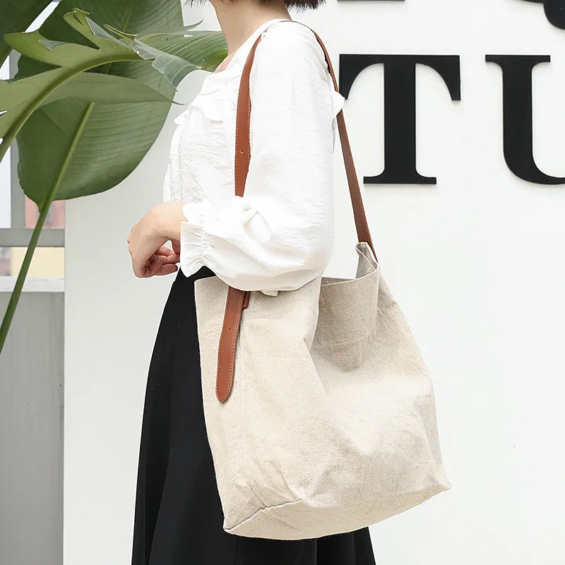 Women's Casual Canvas Drawstring Shoulder Bag
