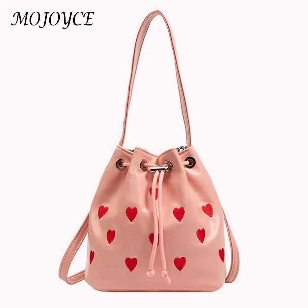 Love Heart Embroidered Crossbody Bag Small Tote Handbag