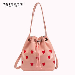 Love Heart Embroidered Crossbody Bag Small Tote Handbag