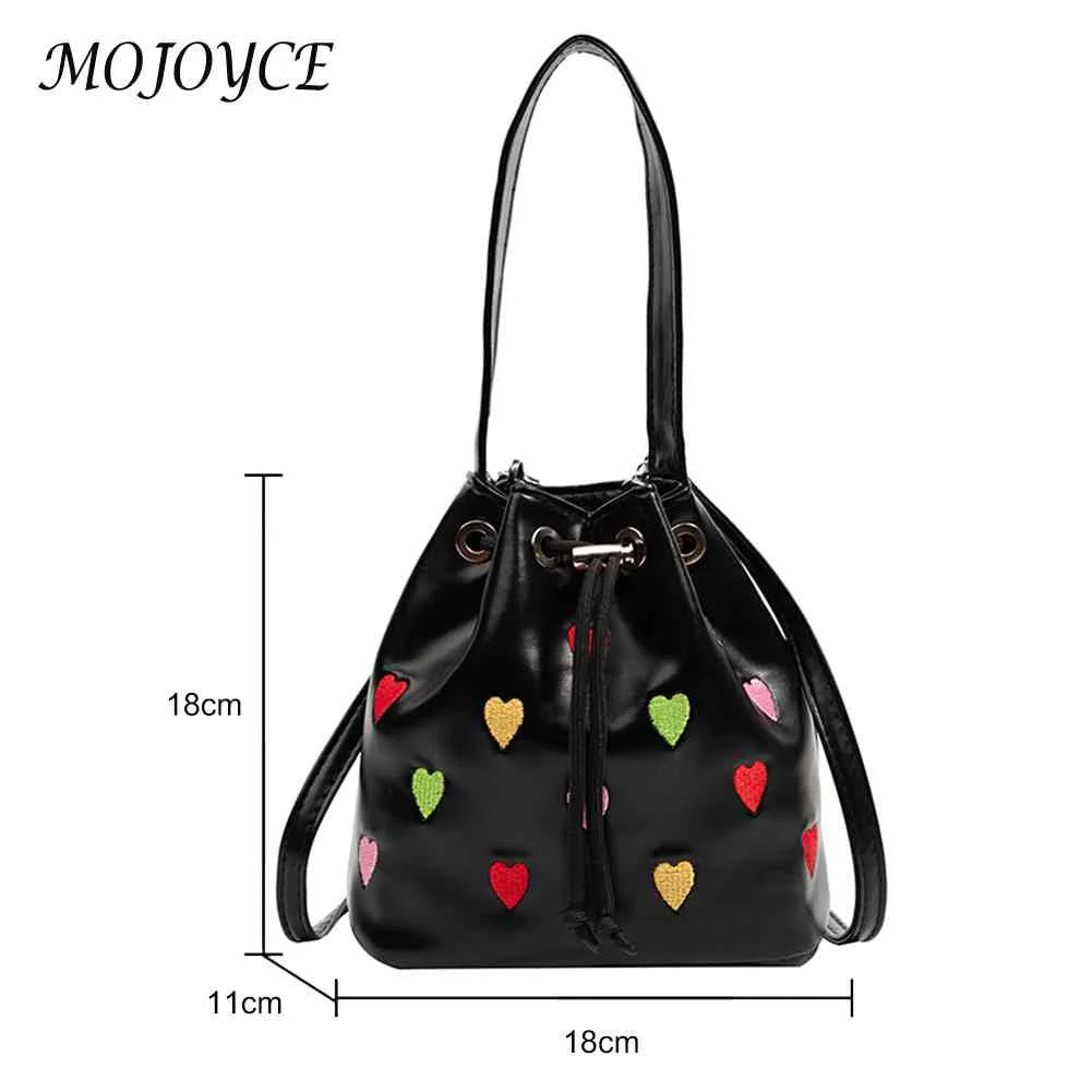 Love Heart Embroidered Crossbody Bag Small Tote Handbag