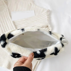 Plush Flower Pattern Shoulder Bag for Women