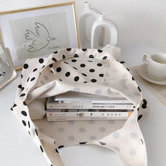 Shoulder Bag Women Dot Canvas Large Capacity Underarm Leisure High Street