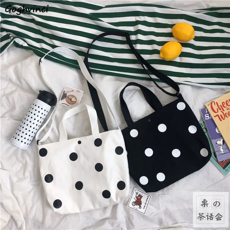 Shoulder Bag Women Dot Underarm Crossbody Canvas Shopping Bag