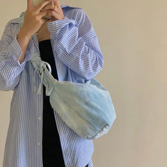 Shoulder Bag Women Tie-dye Canvas Zipper Hobos Folds
