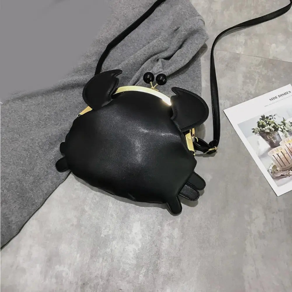 Funny Crab Shoulder Bag Women's Crossbody Faux Leather Twist Lock