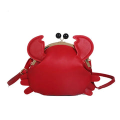 Funny Crab Shoulder Bag Women's Crossbody Faux Leather Twist Lock
