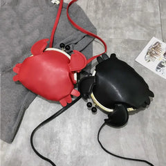 Funny Crab Shoulder Bag Women's Crossbody Faux Leather Twist Lock