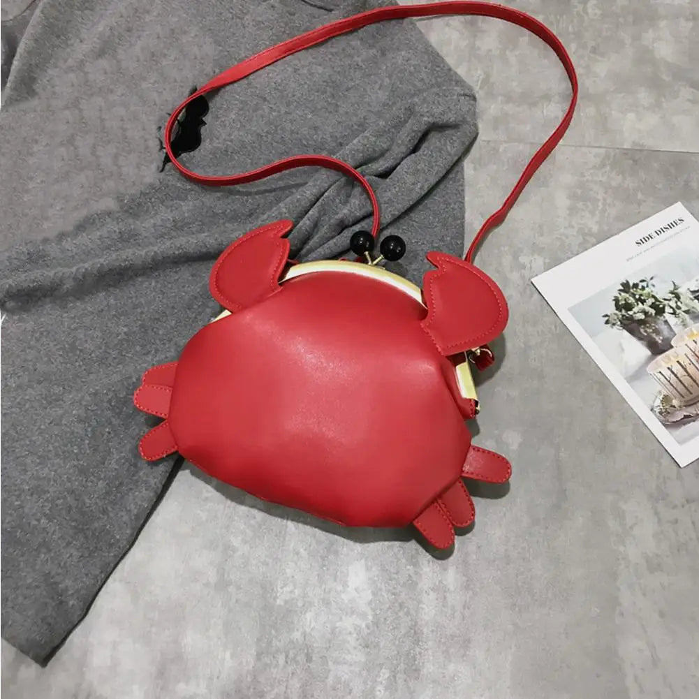 Funny Crab Shoulder Bag Women's Crossbody Faux Leather Twist Lock