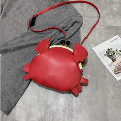 Funny Crab Shoulder Bag Women's Crossbody Faux Leather Twist Lock