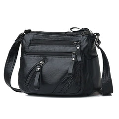 Soft Leather Shoulder Bag Multi-layer Messenger Small Square Bag