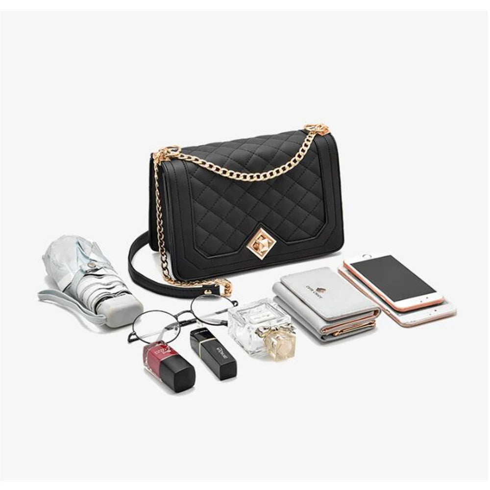 Women Shoulder Bag Chain Crossbody Pu Leather Messenger Bag