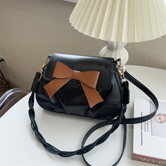 Bow Solid Small Bag Retro Pleated Diagonal Bag