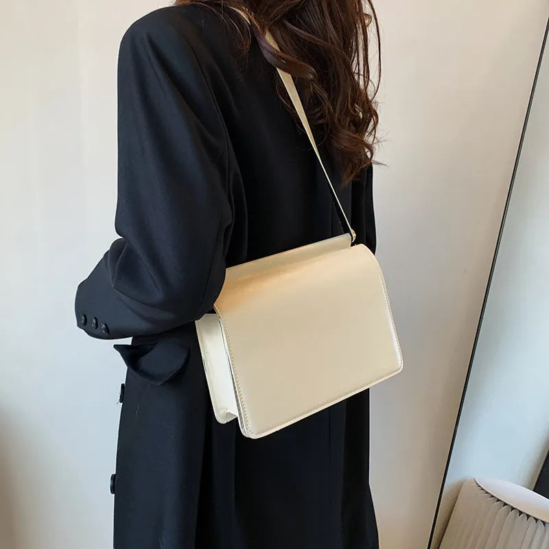 Retro Solid PU Leather Crossbody Shoulder Bag for Women