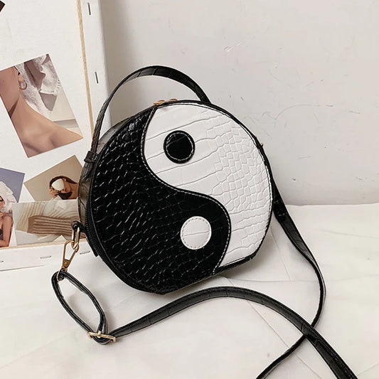 Circular Shoulder Bag for Women Small PU Leather Purse