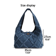 Denim Shoulder Bag for Women Lattice Tote Bags