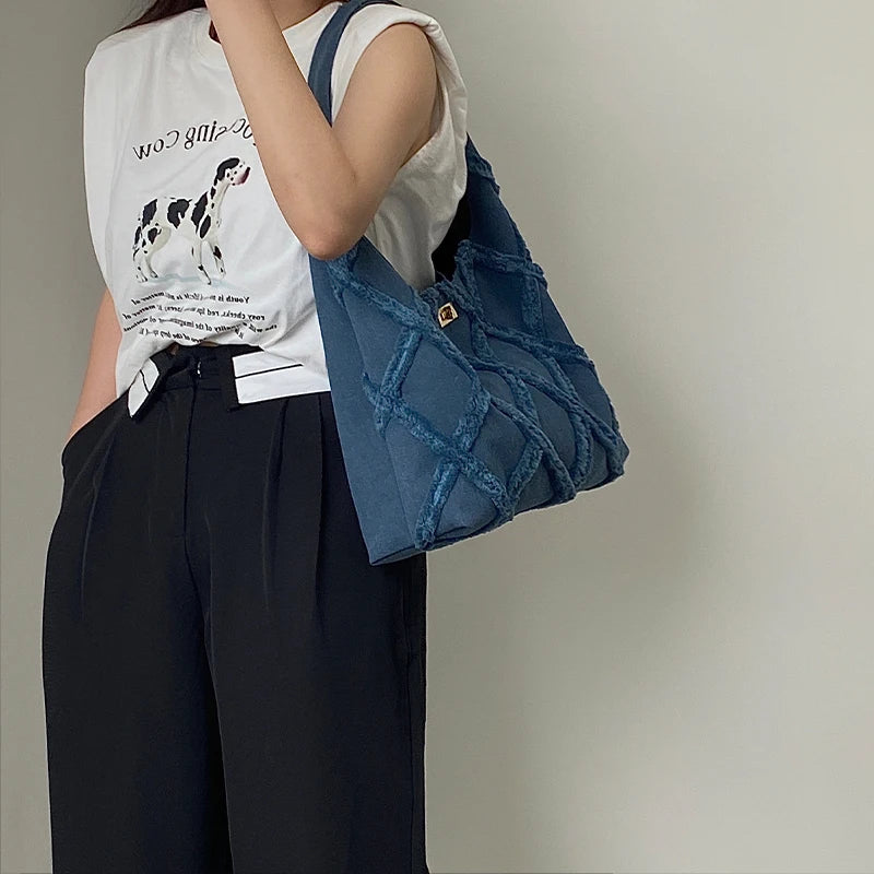 Denim Shoulder Bag for Women High Sense Tote Bag