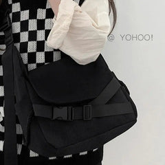 Canvas Soft Unisex Shoulder Bag Harajuku Students Street Vintage Cross-body