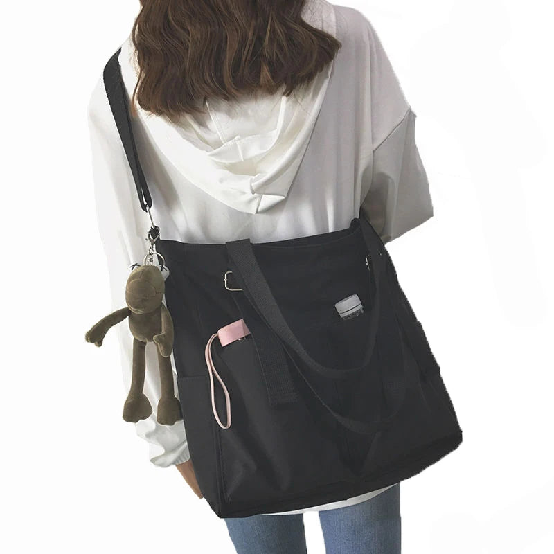 Canvas Student Shoulder Bag Waterproof Messenger Crossbody Bag