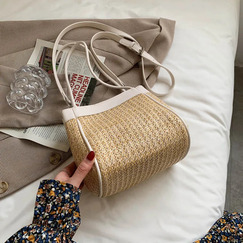 Straw Shoulder Bag Women Weave Handbag Large Capacity Bag