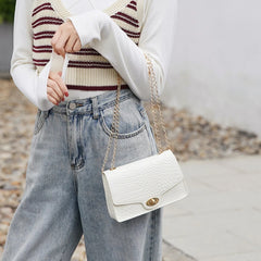 Women's Small Square Shoulder Bag Soft PU Leather Purse with Chain