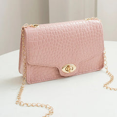Women's Small Square Shoulder Bag Soft PU Leather Purse with Chain