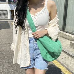 Canvas Shoulder Bag Women Casual Solid Messenger Bag