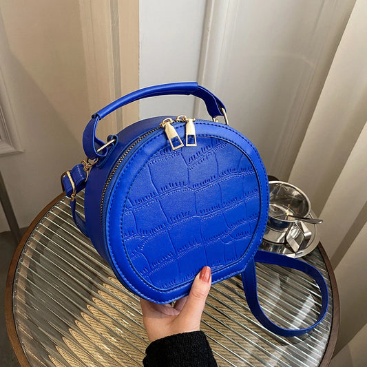 Mini Round Crossbody Bag for Women PU Leather