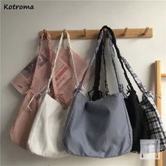 Shoulder Bags Solid Unisex School Bag Large Capacity Canvas Bag