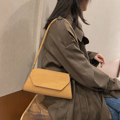Vintage French Shoulder Bag Matte PU Office Ladies Handle-pouch