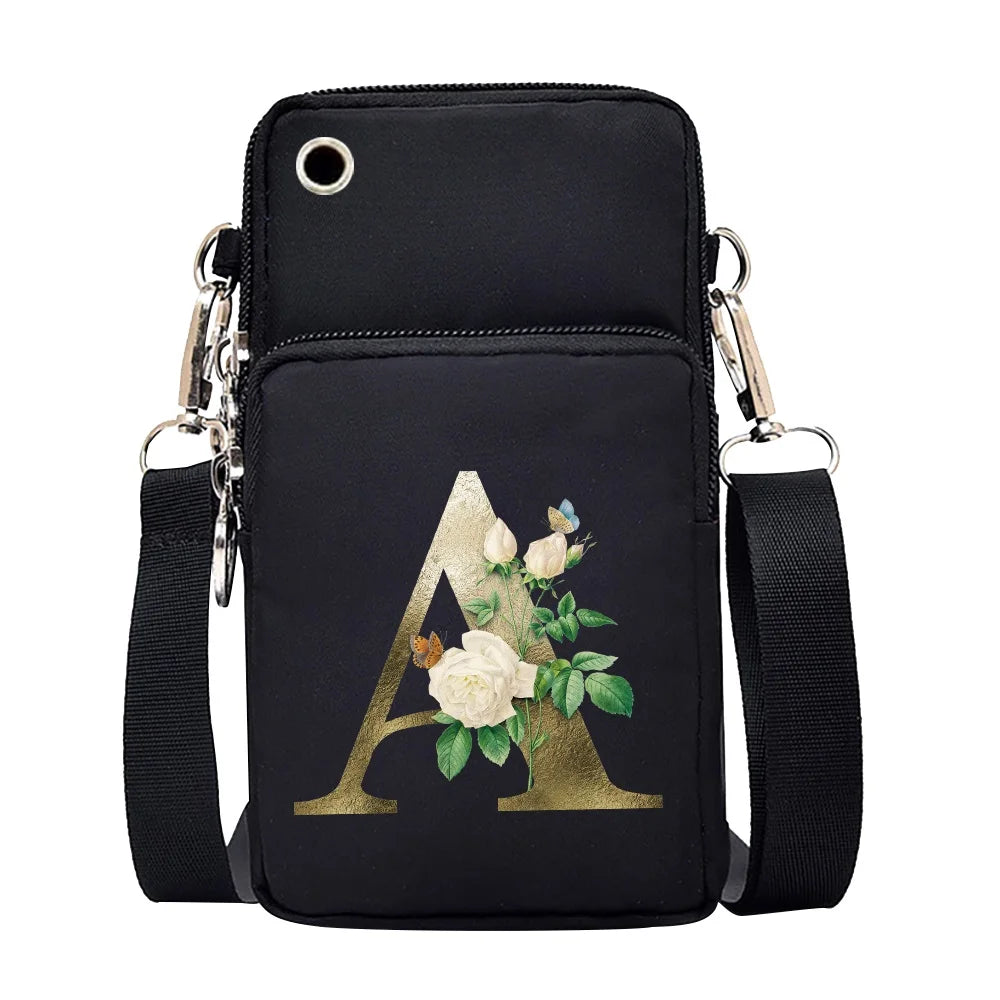 Waterproof Phone Bag Golden Flower CrossBody Bag