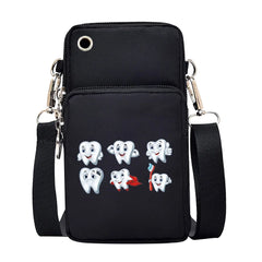 Tooth Print CrossBody Bag for Phones, Waterproof, Unisex