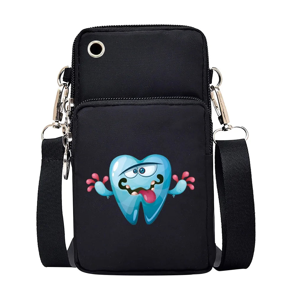 Tooth Print CrossBody Bag for Phones, Waterproof, Unisex