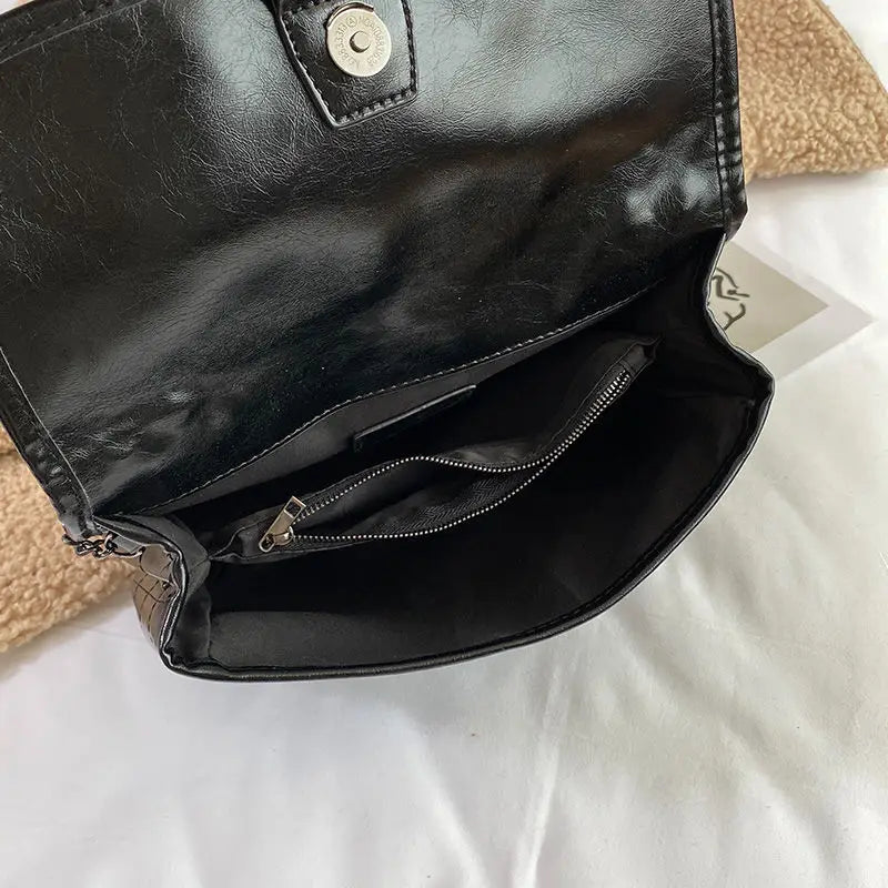 Women Plaid Crossbody Bag PU Leather Vintage Handbag
