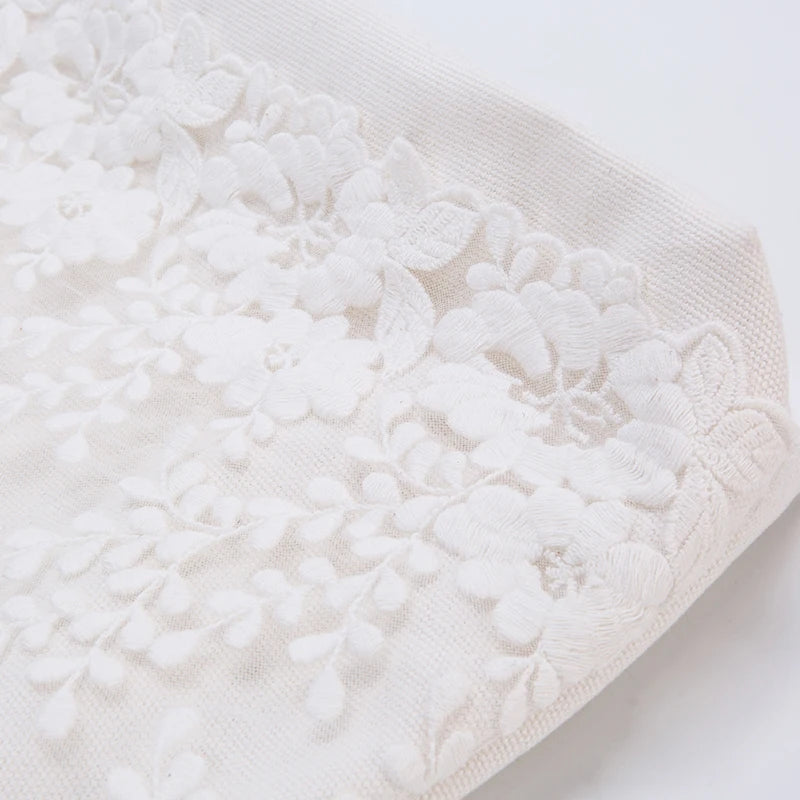 Shoulder Bag Women Canvas Lace Embroidery Student Book Sweet Casual