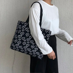 Canvas Shoulder Bag Women Large Capacity Printed All-match Zipper Style