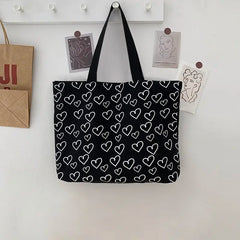 Canvas Shoulder Bag Women Large Capacity Printed All-match Zipper Style