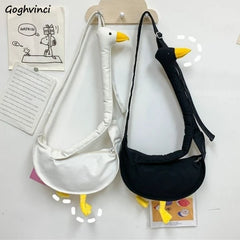 Duck Pattern Canvas Shoulder Bag Large Capacity Crossbody Handbag