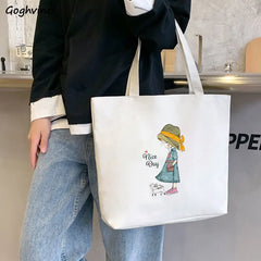 Women Cartoon Printed Shoulder Bags Large Capacity Totes