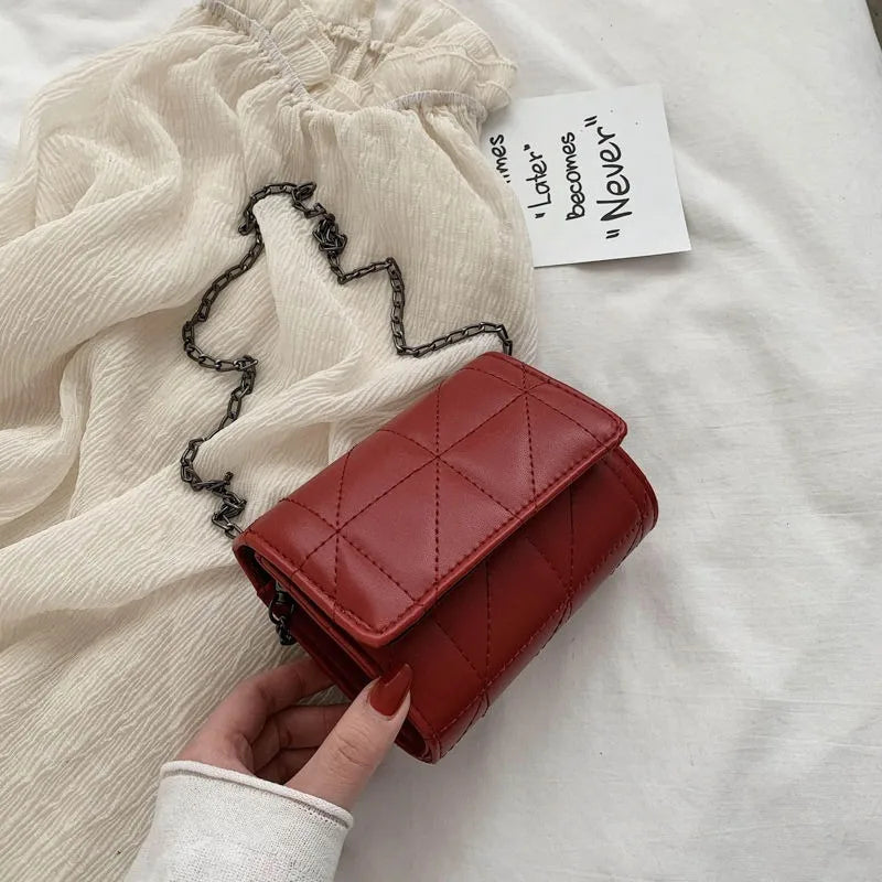 Women Chain Mini Flap Bag Crossbody Solid Brief Cover