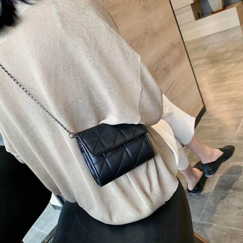 Women Chain Mini Flap Bag Crossbody Solid Brief Cover