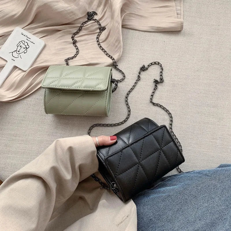 Women Chain Mini Flap Bag Crossbody Solid Brief Cover