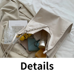 Women Chains Solid PU Leather Underarm Bag Large Capacity Handbag