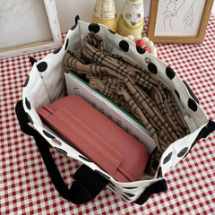 Shoulder Bags Women Dot Canvas Handle Ins Classic Vintage Student All-match