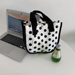 Shoulder Bags Women Dot Canvas Handle Ins Classic Vintage Student All-match