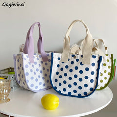 Shoulder Bags Women Dot Printed Large Capacity Canvas Sweet Handbags
