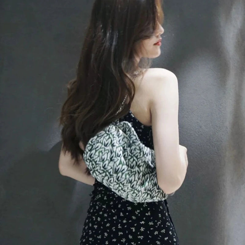 Shoulder Bag Women Maple Leaf Jacquard Beading Crossbody High Ladies