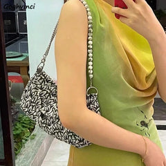 Shoulder Bag Women Maple Leaf Jacquard Beading Crossbody High Ladies