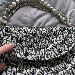Shoulder Bag Women Maple Leaf Jacquard Beading Crossbody High Ladies