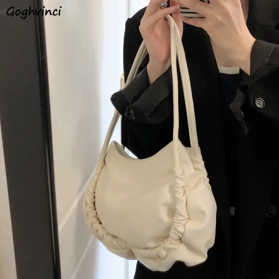 Pleated Tote Bag Women Large Capacity Shoulder Bags