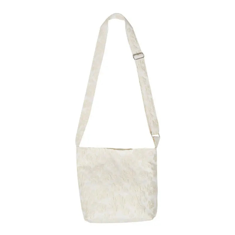 Women Floral Embroidery Canvas Crossbody School Bag